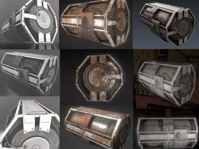 Futuristic Backup Generator Pack Low-poly 3D model
