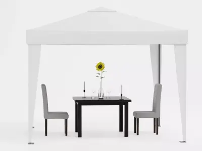 Gazebo Setup V12 - Minimal Outdoor Dining Pavilion Scene Low-poly 3D model