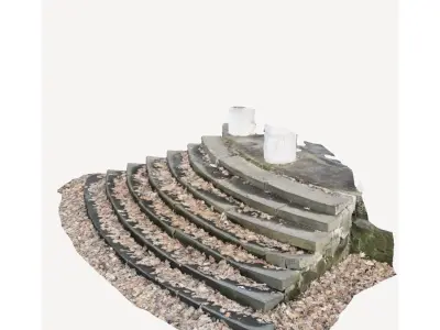 Old granite steps in autumn leaves Photo-Scanned Low-poly  Low-poly 3D model