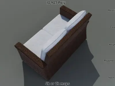 Wicker Large Chair Low-poly 3D model