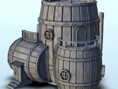 Barrel-shaped island bar 6 3D print model