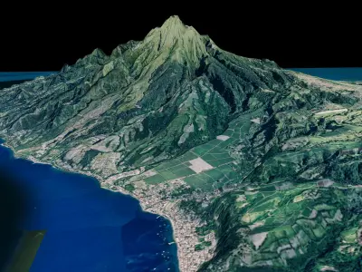 Martinique island full 3d model terrain 3D model