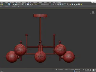 Black Round Ceiling Light Fixture Modernism 8 Lights Low-poly 3D model