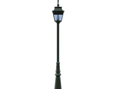 Green Classic Street Lamp PBR Low Poly All Quads Low-poly 3D model