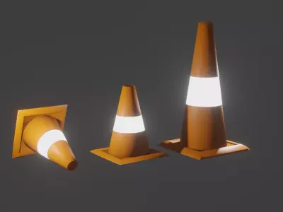 Traffic cones Low-poly 3D model