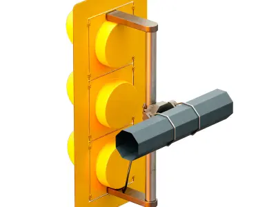 Yellow traffic light 3D model