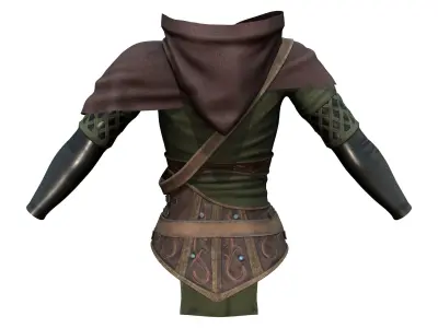 Medieval Archer Green Warrior Top Low-poly 3D model
