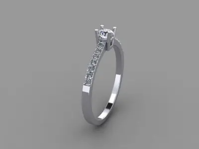 Thin Solitaire Dainty Engagement Ring Share Prong Shank 3D print model