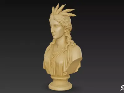 Greek God Dionysus Bust Low-poly 3D model
