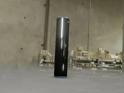 Low-Poly Blue Light Column 25- Street Light Set-9 Low-poly 3D model