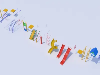 Taman Bermain Traditional Playground Props 3D model