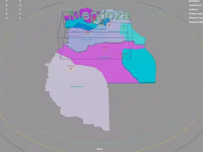 Mendoza  Argentina map region geography political geographic 3D model