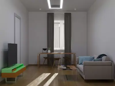 room living with walls and wooden floors 3D model