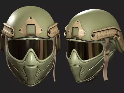 Helmet mask scifi military combat 3d model low poly  Low-poly 3D model