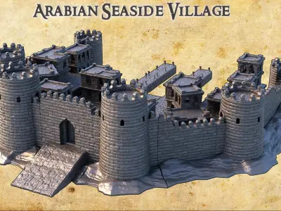 Arabian Seaside Village Tabletop Terrain 28 MM 3D print model