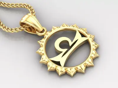 Sun Libra Light Gold Pendant Version 7 3D print model