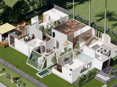 modern house fully furnished detailed model 3D model