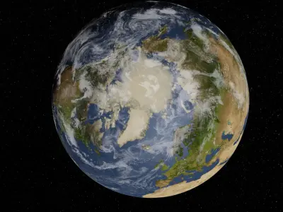 Earth textured 3D model with Clouds Rotation and atmosphere Low-poly 3D model