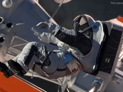  EVA Space Suit with Detailed Interior White Rigged 