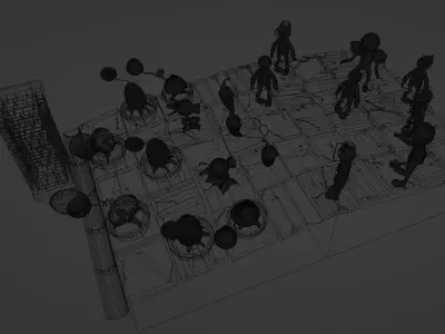 Plants vs Zombies Diorama Low-poly 3D model