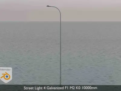 Street Light 4 Galvanized F1 M2 K0 10000mm Low-poly 3D model
