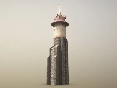 Medieval DRAGON Tower 06 Low-poly 3D model