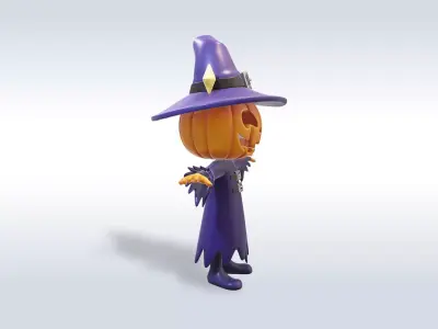 Cheerful Pumpkin Boy Halloween Character 3D model purchase