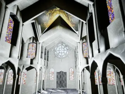 Gothic Cathedral Low-poly 3D model