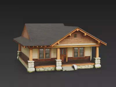 Classic American Craftsman Bungalow 3D Model Low-poly 3D model