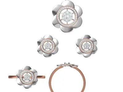Light wt Ring Earrings Pendant set 3dm stl 1-render details 3D print model 24