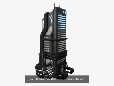 10 Sci Fi Buildings Collection G - Full Black - Exterior Design 3D Model Pack