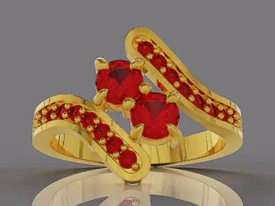 Prong set diamond bypass ring 3D print model