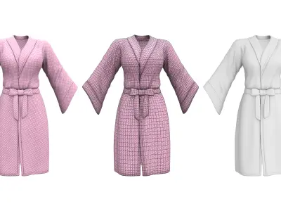 Female Front Tied Bathrobe Low-poly 3D model