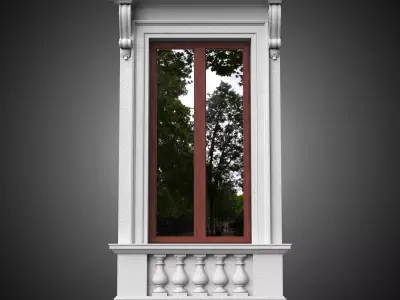 Classical window with pedestal 3D model