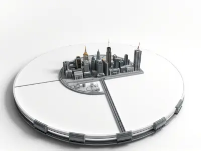 Cyberpunk Futuristic Circular City District Model Low-poly 3D model