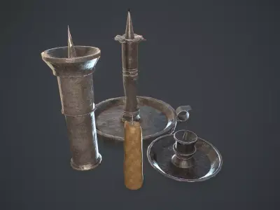 Set of candlestick Free low-poly 3D model