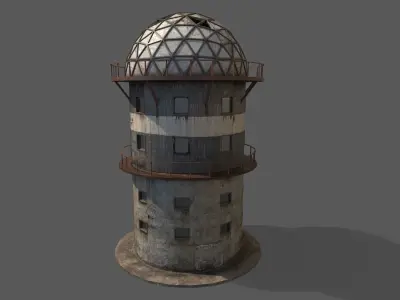 Abandoned Radar Building Low-poly 3D model