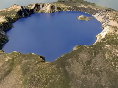 Crater Lake Terrain Low-poly 3D model