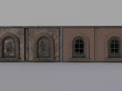 Low Poly Wall with two texture options moss wall Source Files Free low-poly 3D model