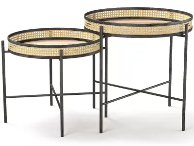 Rattan wooden table 3D model
