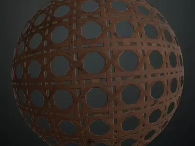 Vertical Bamboo Octagonal Weave PBR Seamless Texture