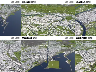 Spain 6 Cities Collection 3D Model Pack