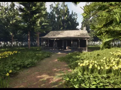 Log Cabin Low-poly 3D model