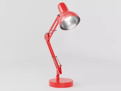 Desk Lamp Flexo Red - PBR metal lamp 3D model