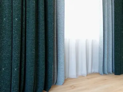 Curtains 74 Curtains with Tulle CAMIRA 3D model
