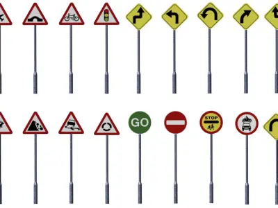 Road Signs  Free 3D model