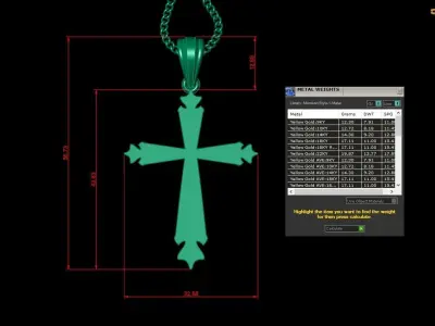 Light Gold 18K Cross Pendant 2CP015 3D print model
