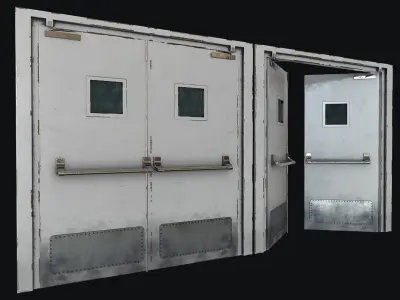 Hospital Doors Collection Low-poly 3D model