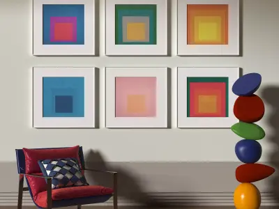 Colorful Pop Art Corner with Abstract Wall Frames 708 3D model