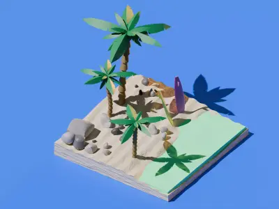 Summer low poly Low-poly 3D model